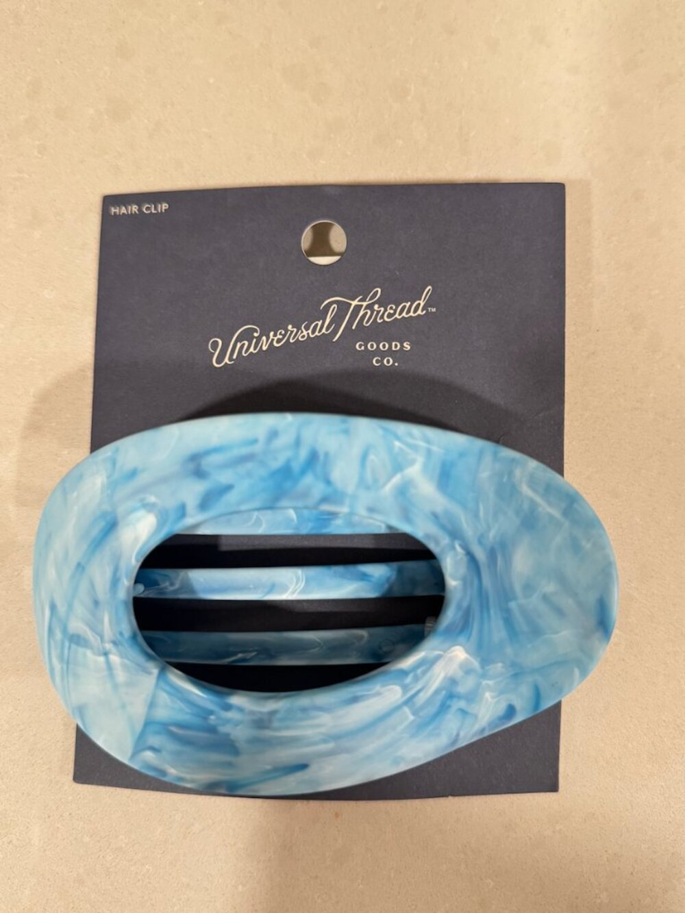 Universal Thread Blue Marble Oval Claw Hair Clip NWT